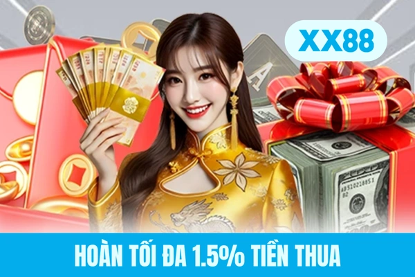 Hoàn tối đa 1.5% tiền thua Hoàn tối đa 1.5% tiền thua